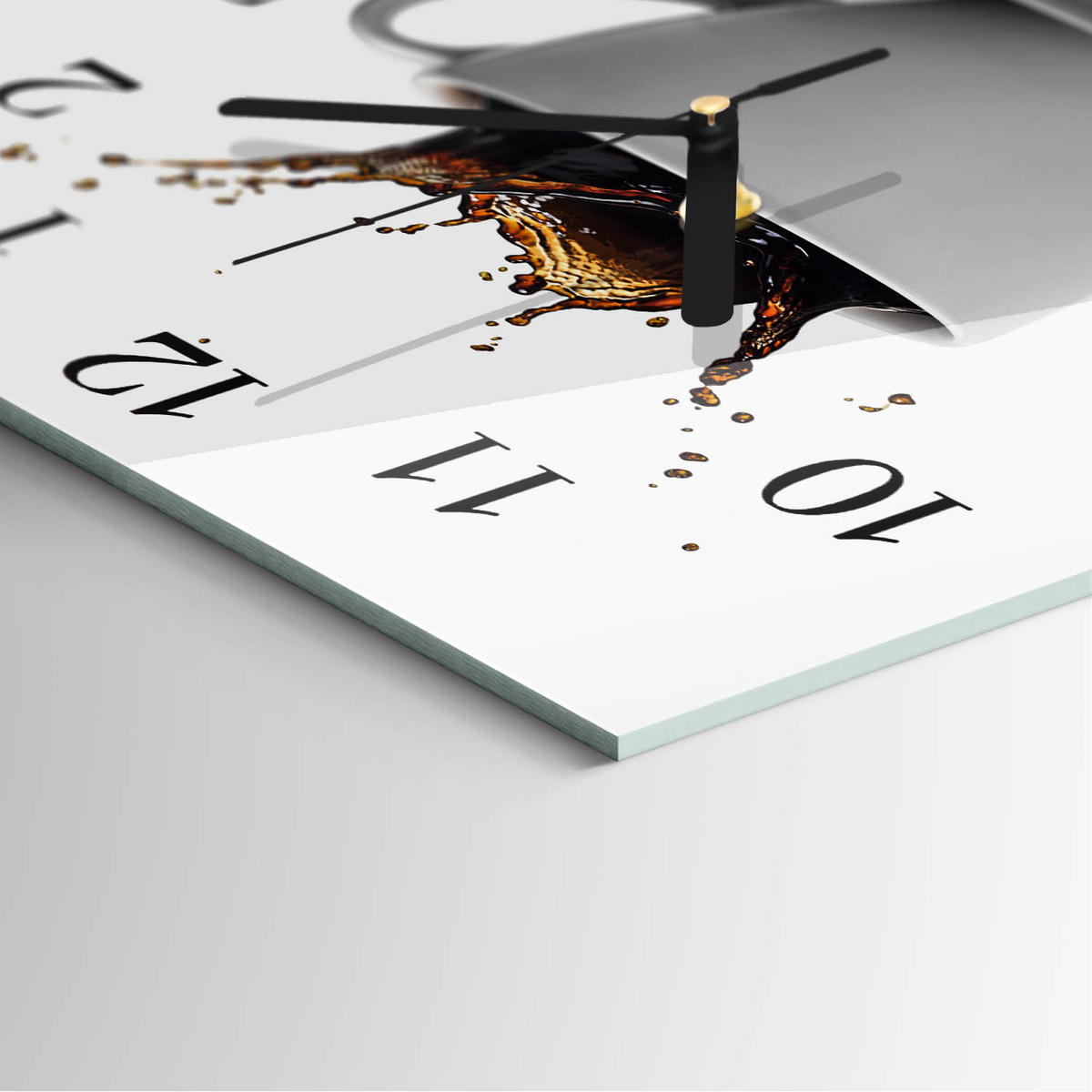 WANDUHR 30x30 cm - Kaffee - Weiß, Glas (30/30/0.4cm) - TULUP