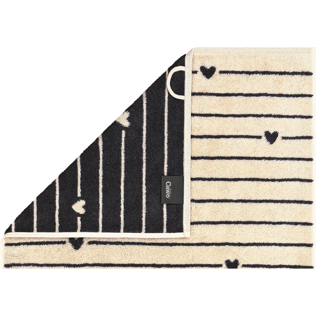 WASCHLAPPEN HEART BEATS LINES & HEARTS 6276 BASALT - 37 - Grau, Textil (16/22cm) - Cawoe