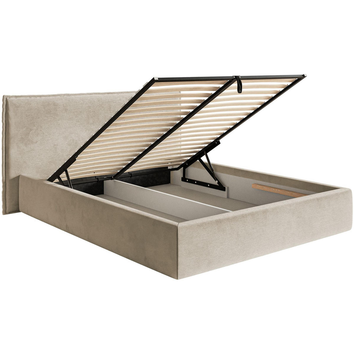 POLSTERBETT Softie Beige Velours 180x200 - Beige, Textil (180/200cm) - Selsey