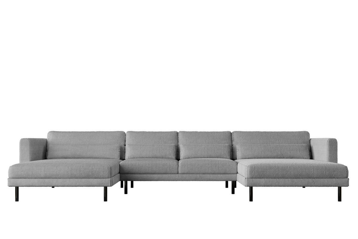 ECKSOFA DANI In U-Form Stilvolles Stoff Poso Silber - Silberfarben, Holz/Textil (174/391cm) - Kaiser Möbel