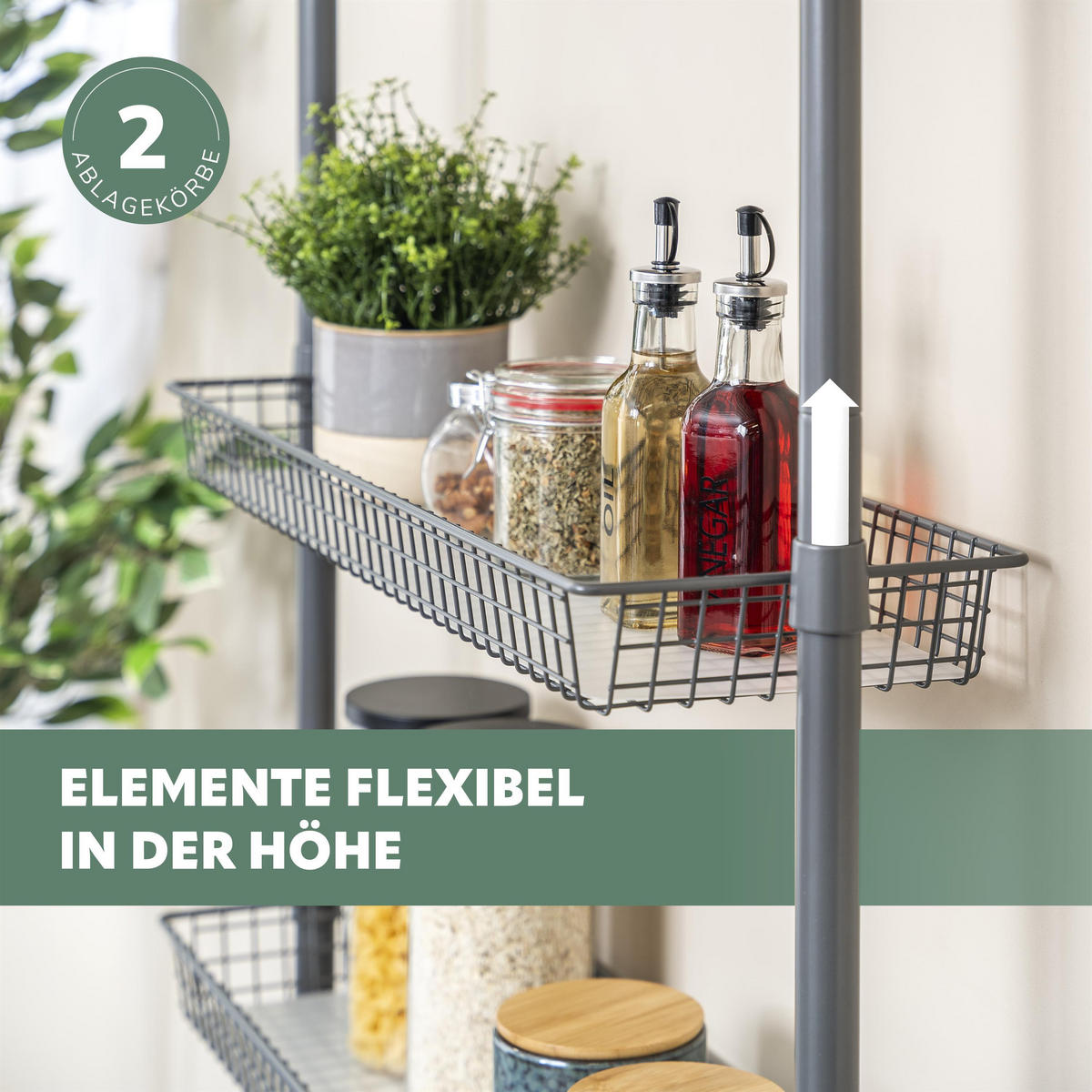 TELESKOP-REGAL, grau - Grau, Metall (71.5/290/20cm) - bremermann