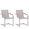 GARTENSTUHL 2er-Set Edelstahl beige Cosoleto - Beige, Metall (56/85/55cm) - Beliani