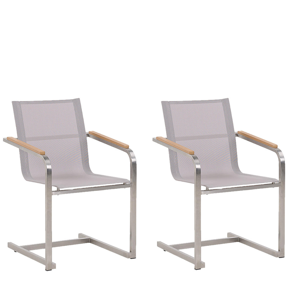 GARTENSTUHL 2er-Set Edelstahl beige Cosoleto - Beige, Metall (56/85/55cm) - Beliani