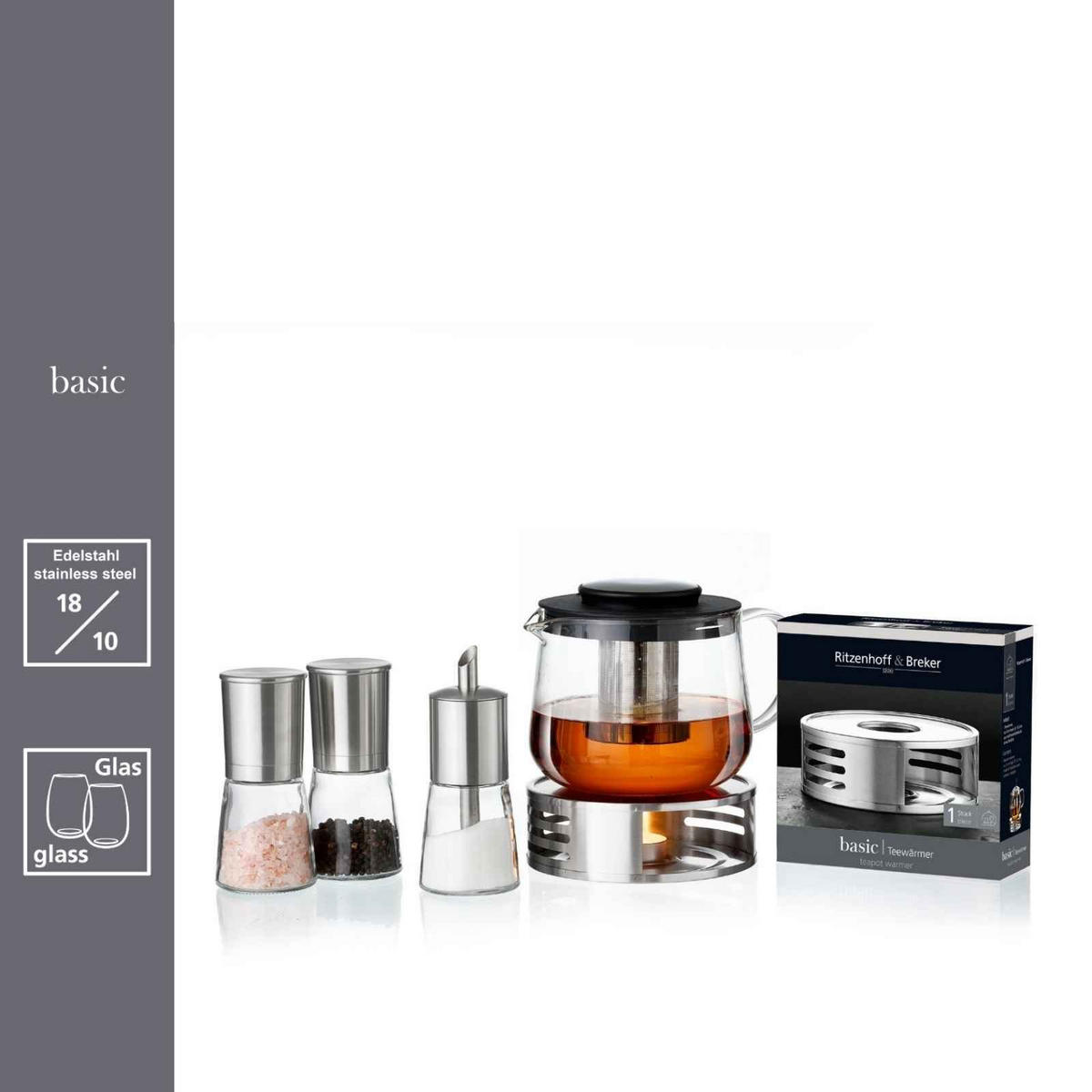 STÖVCHEN Basic silber 16 cm - Silberfarben, Metall (16/6cm) - Ritzenhoff Breker