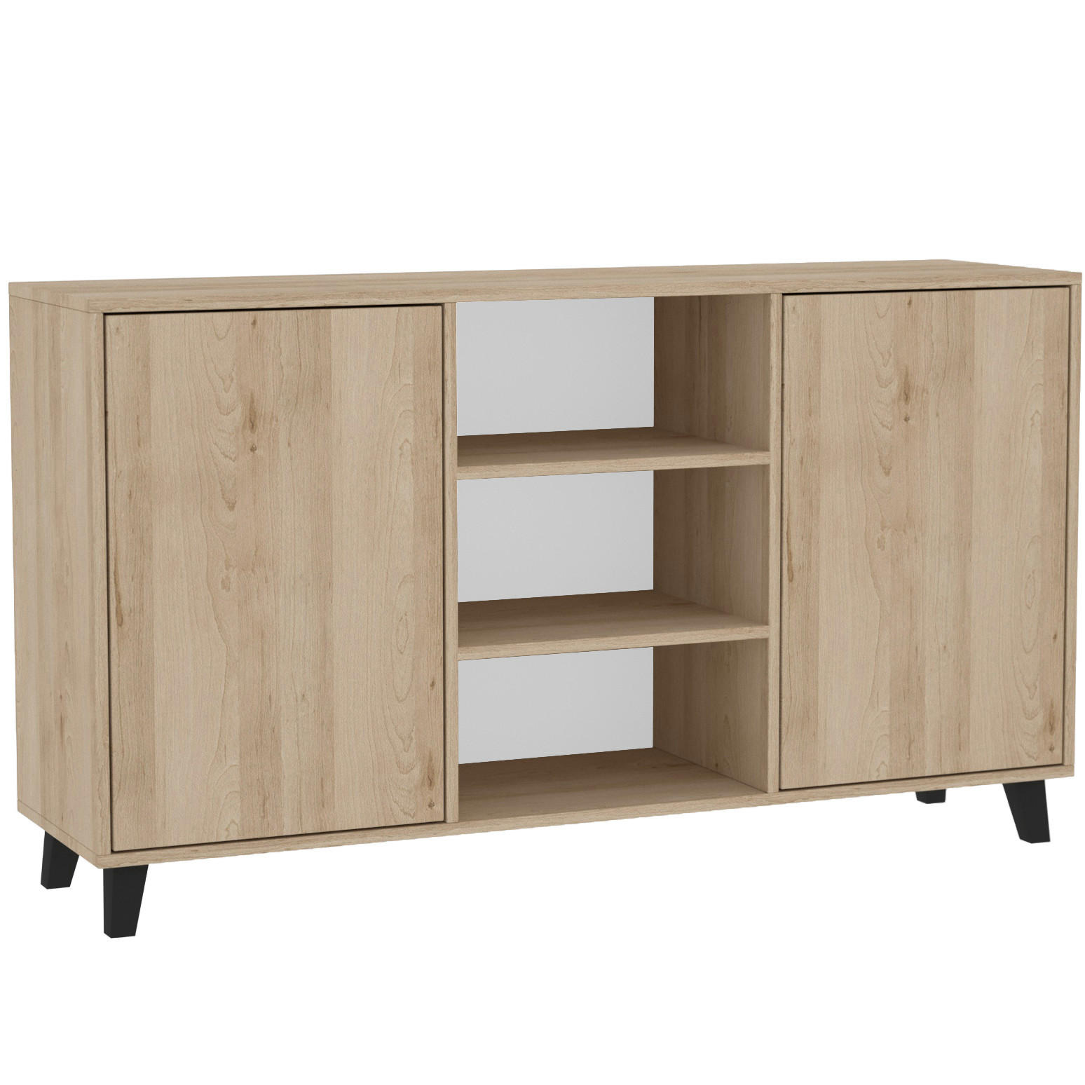 KOMMODE Home mit 2 Türen und 2 Regale, ohne Griffe, eiche Artisan - Schwarz/Eiche Artisan, Holzwerkstoff (150/85/40cm) - Beautysofa