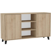 KOMMODE Home mit 2 Türen und 2 Regale, ohne Griffe, eiche Artisan - Schwarz/Eiche Artisan, Holzwerkstoff (150/85/40cm) - Beautysofa