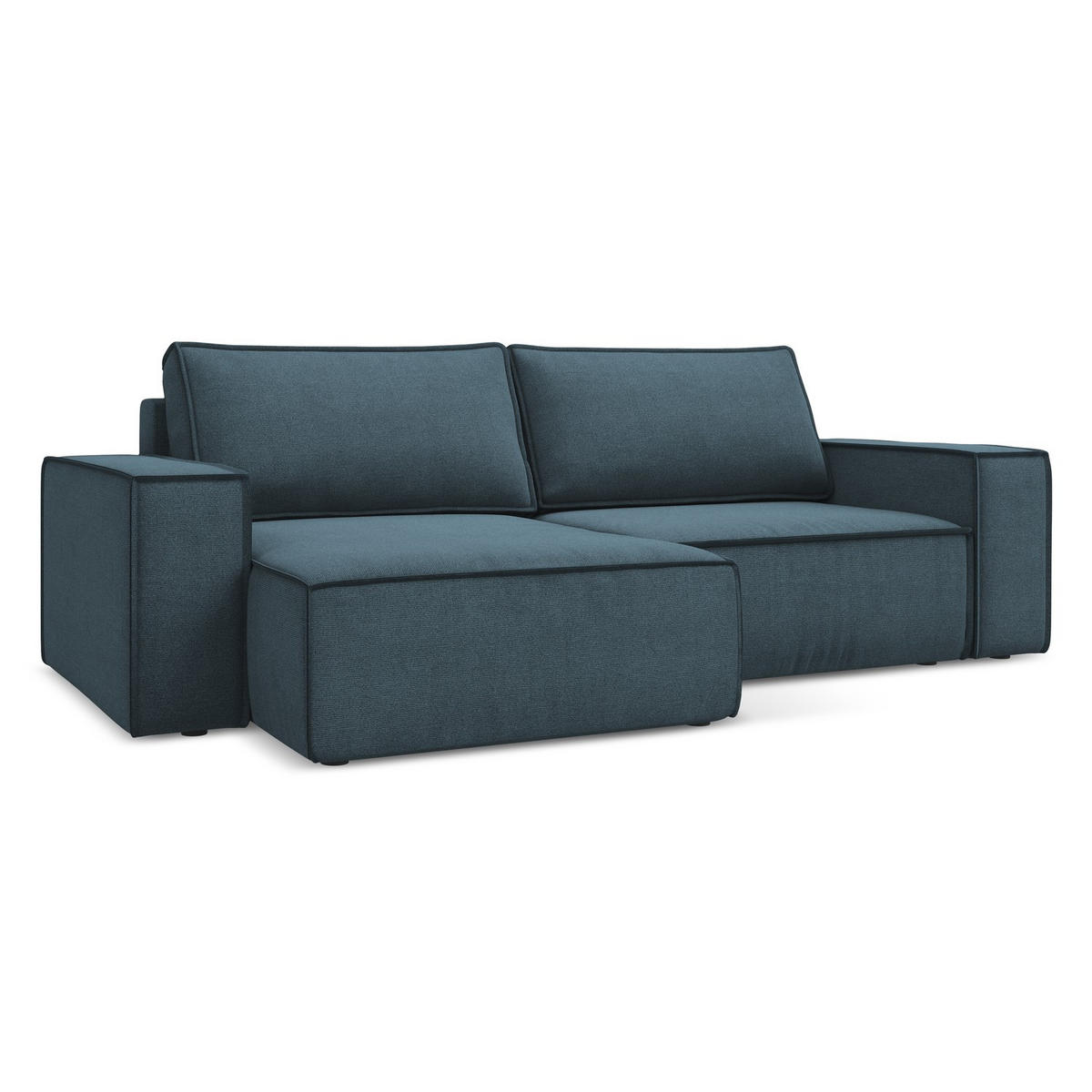 ECKSOFA mit Schlaffunktion Strukturstoff Stoff Blau - Blau/Blaugrau, Kunststoff/Textil (148/257cm) - LaMiaSofa