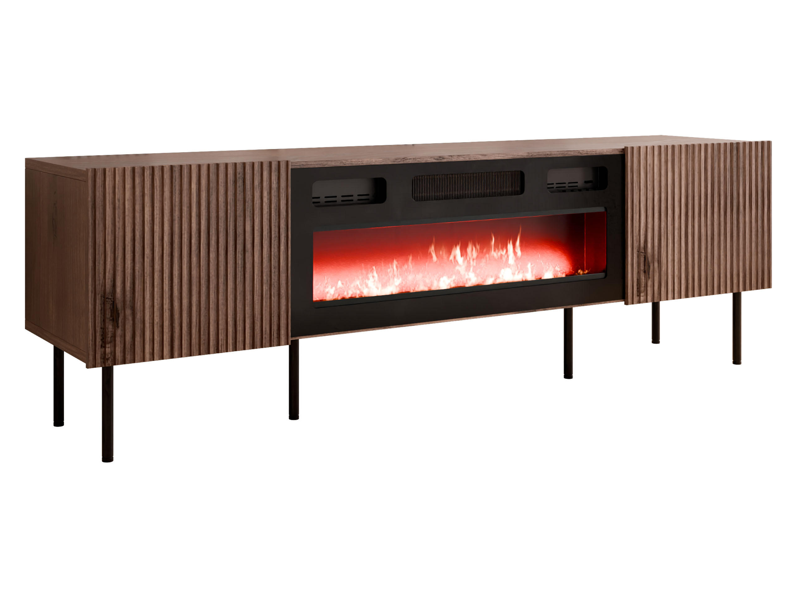 TV-ELEMENT Tacos 180 mit Elektrische Kamin - Schwarz/Braun, Holzwerkstoff/Metall (181/58/42cm) - MIRJAN24