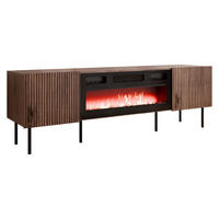TV-ELEMENT Tacos 180 mit Elektrische Kamin - Schwarz/Braun, Holzwerkstoff/Metall (181/58/42cm) - MIRJAN24