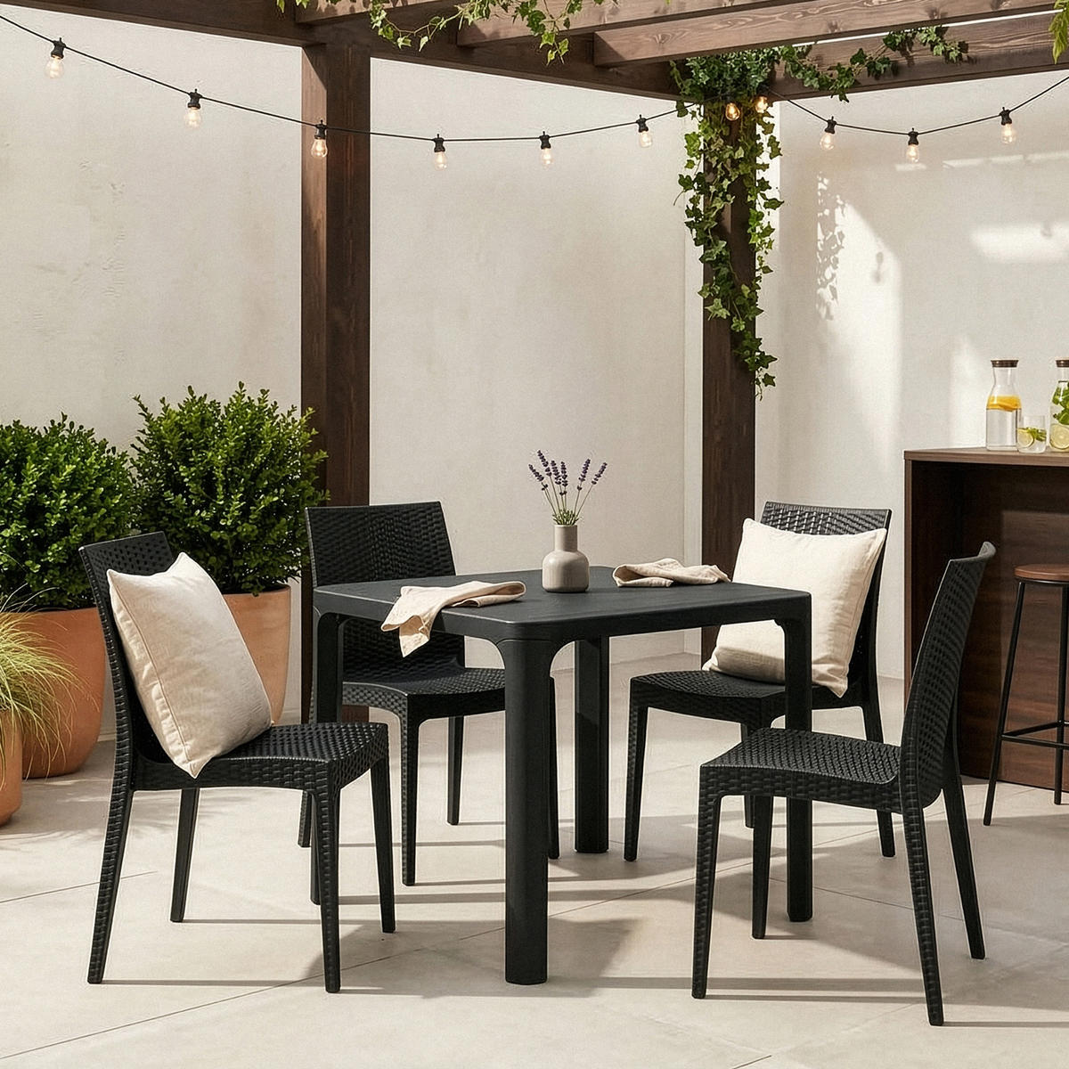 GARTENTISCH LEOPSI, Anthrazit - Anthrazit, Kunststoff (80/80/72cm) - KONSIMO®