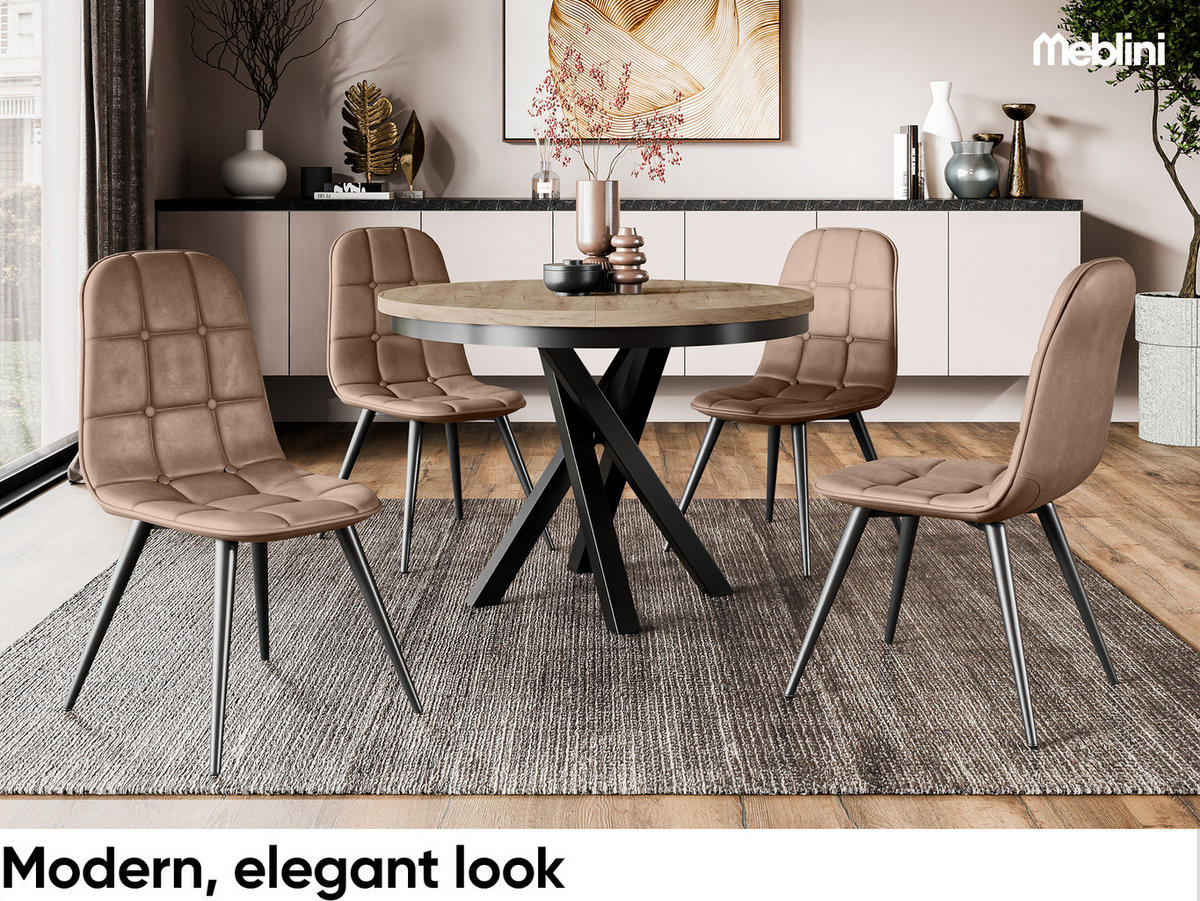 ESSTISCH CHRIS - Honigeiche/Schwarz, Holzwerkstoff (100/100/77cm) - Meblini