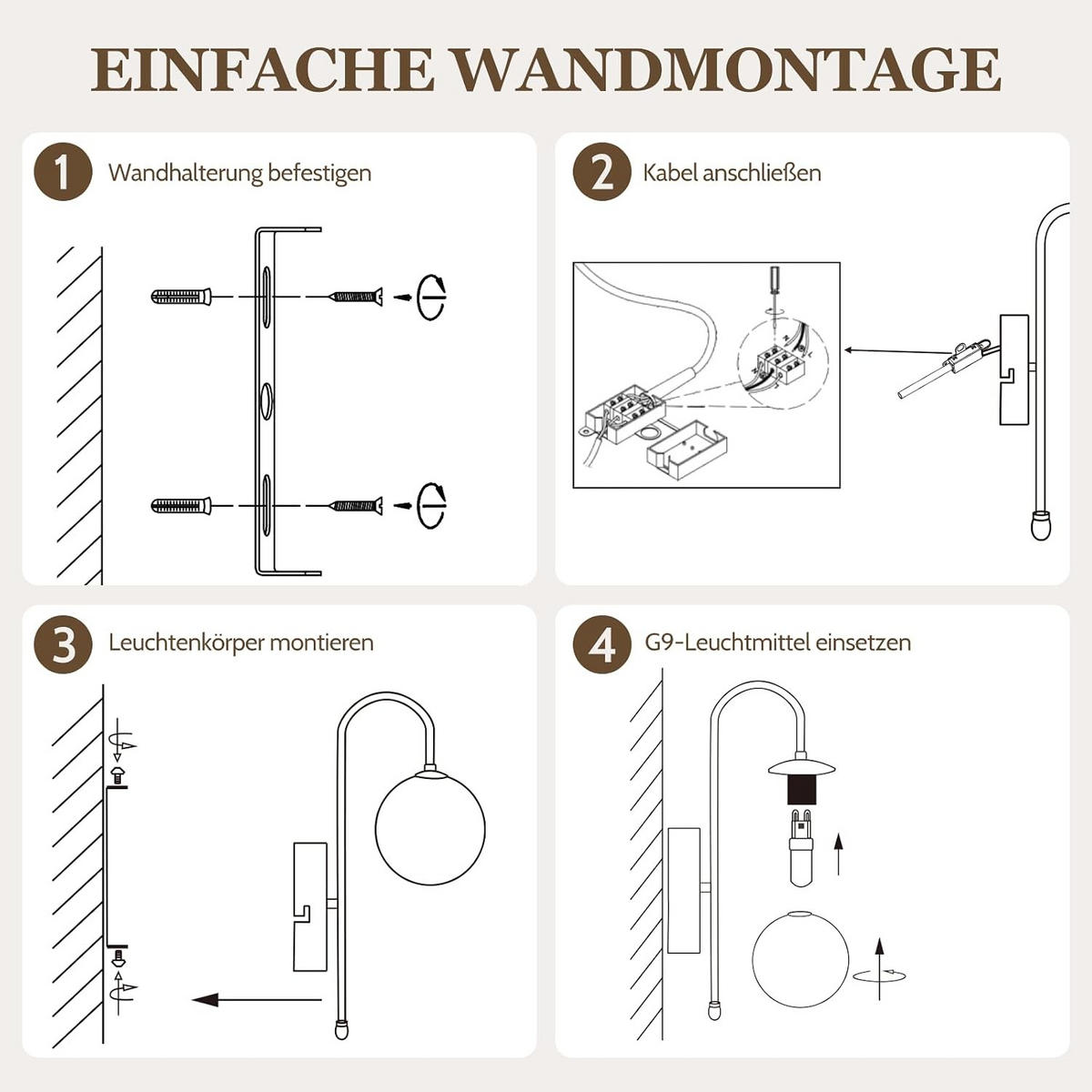 WANDLEUCHTE Epstein II 26x15x47cm - Goldfarben, Metall (15/47/26cm) - Nettlife