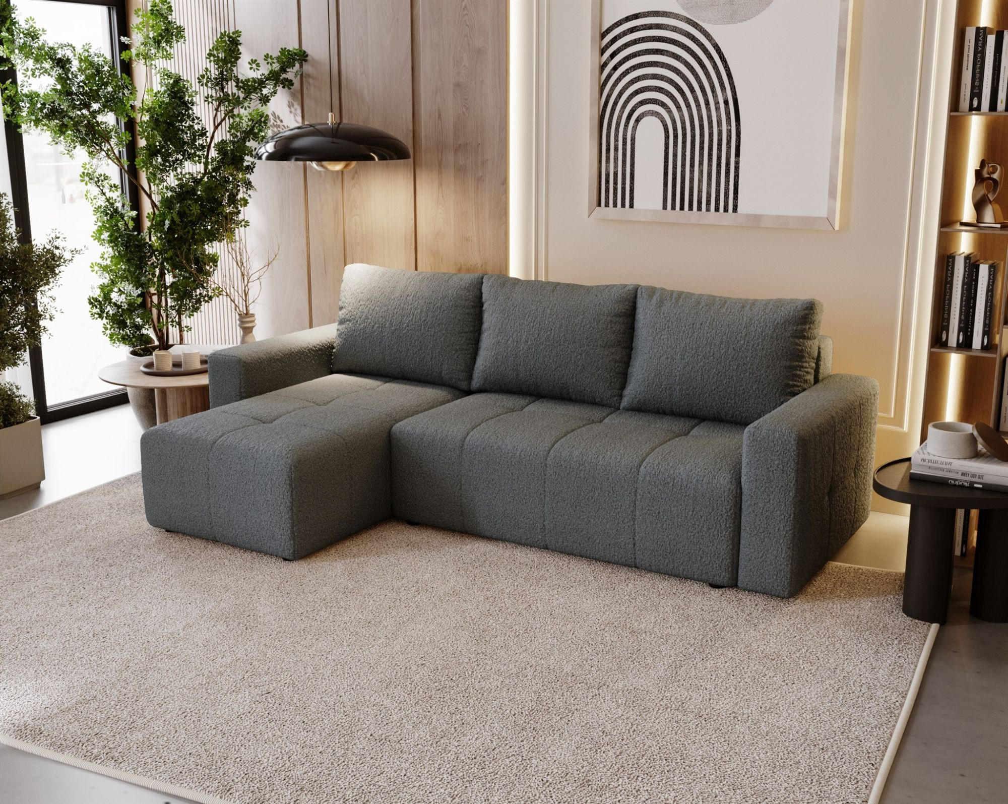 ECKSOFA Noha In Now Or Never - Dunkelgrau, Holzwerkstoff/Textil (231/142cm) - Fun Möbel