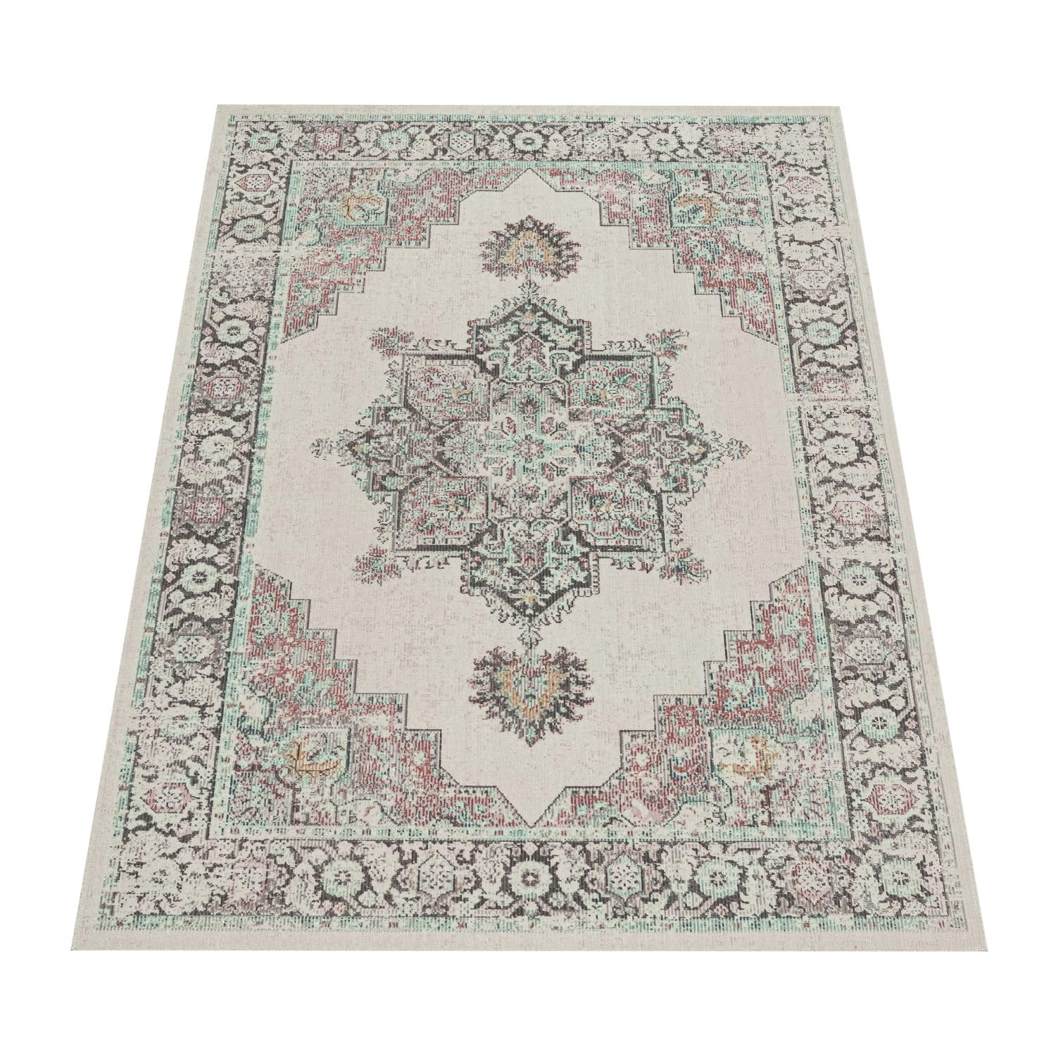 OUTDOOR Teppich Orientalisch Vintage Balkon, Terrasse schmutzabweisend Creme Rechteckig 160x230 - Creme, Textil (160/230cm) - KADIMA DESIGN