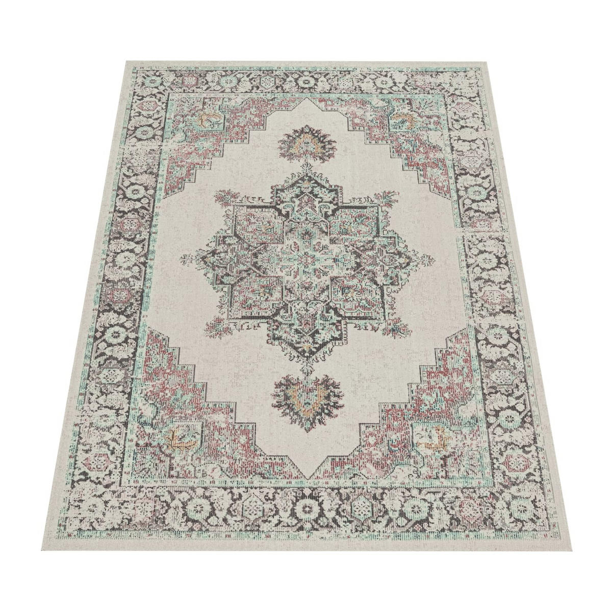 OUTDOOR Teppich Orientalisch Vintage Balkon, Terrasse schmutzabweisend Creme Rechteckig 200x280 - Creme, Textil (200/280cm) - KADIMA DESIGN