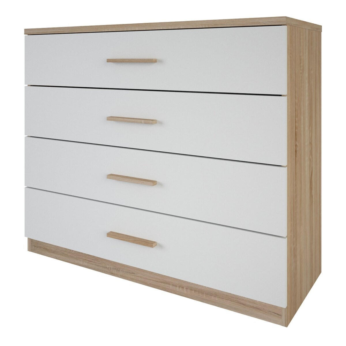 KOMMODE mit 4 Schubladen Holz- und Weißdekor L100 cm - Selena - Weiß, Holzwerkstoff (41.6/84.7/100cm) - Calicosy