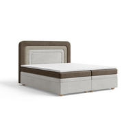 BOXBETT - Bett 10 NEST - Riviera - 140x200 cm - Modernes Polsterbett mit Bettkasten - Braun, Holz (140/200cm) - ROYAL24_MARKT