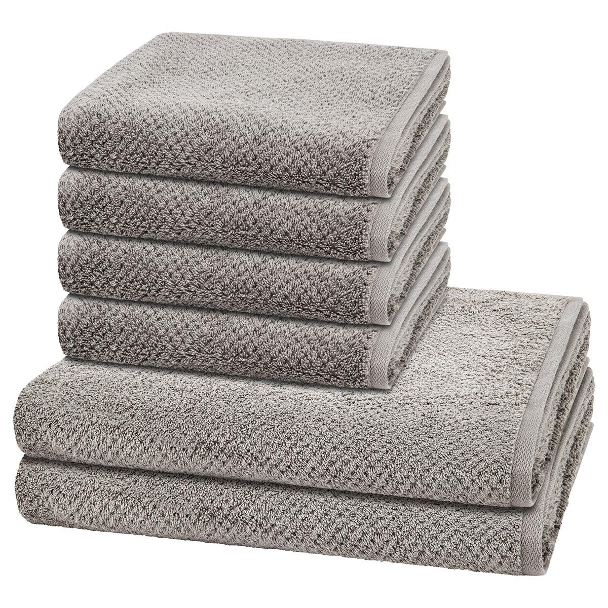FROTTIERSET Pure 6-teilig - Grau, Textil (50/100cm) - Cawö