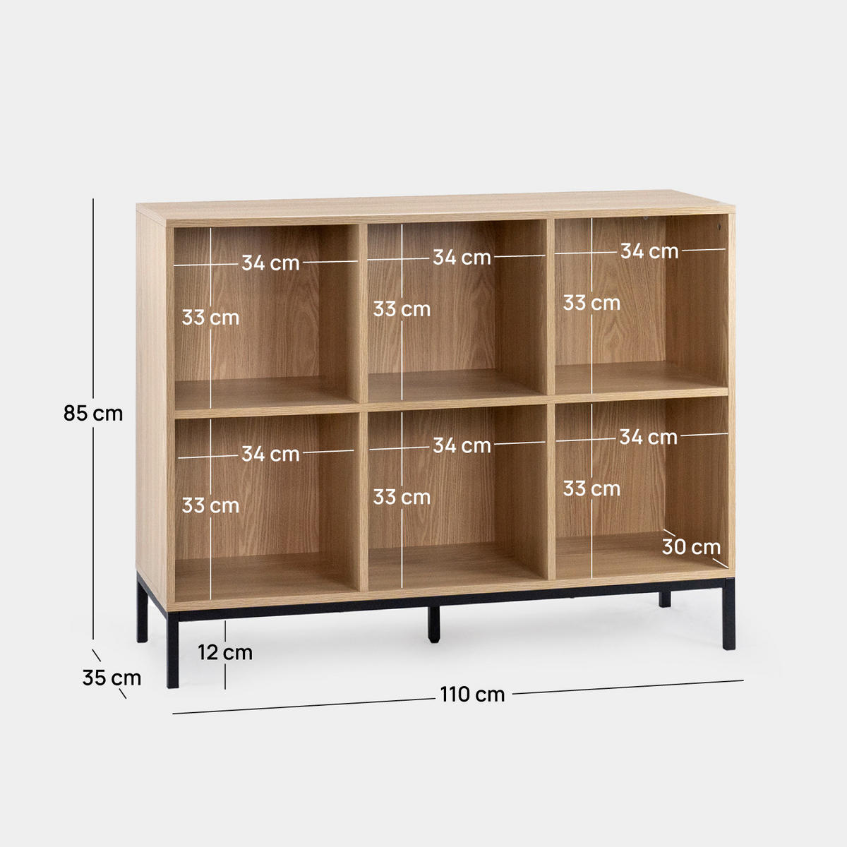 BÜCHERREGAL Remi Natürlich 110 cm x 85 cm - Naturfarben, Holzwerkstoff (110/85/35cm) - Klast Home