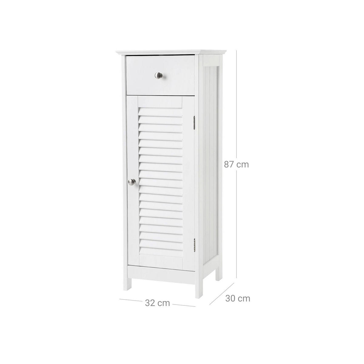 BADEZIMMERSCHRANK BEISTELLSCHRANK - Weiß, Holzwerkstoff (87/30/32cm) - Hansiro