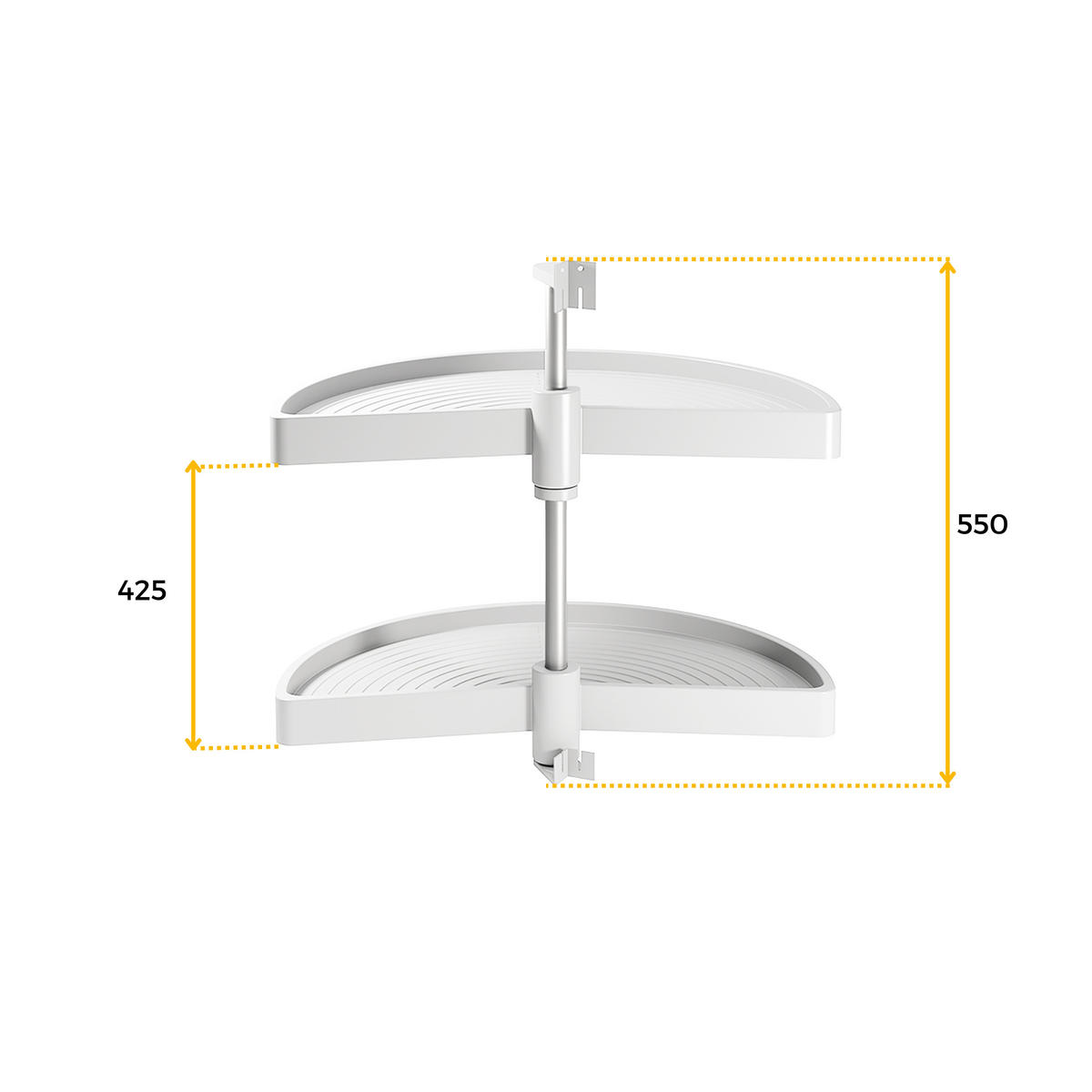 DREHPLATTEN Shelvo 1/2, für 800mm Modul, Kunststoff und Aluminium, weiss 2er-set - Weiß, Kunststoff (80/55/39cm) - EMUCA