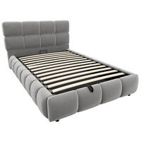 POLSTERBETT 90x200 cm mit LED Beleuchtung - hydraulischem Stauraum - Grau - Samt - ohne Matratze - Grau, Textil (90/200cm) - DELFA