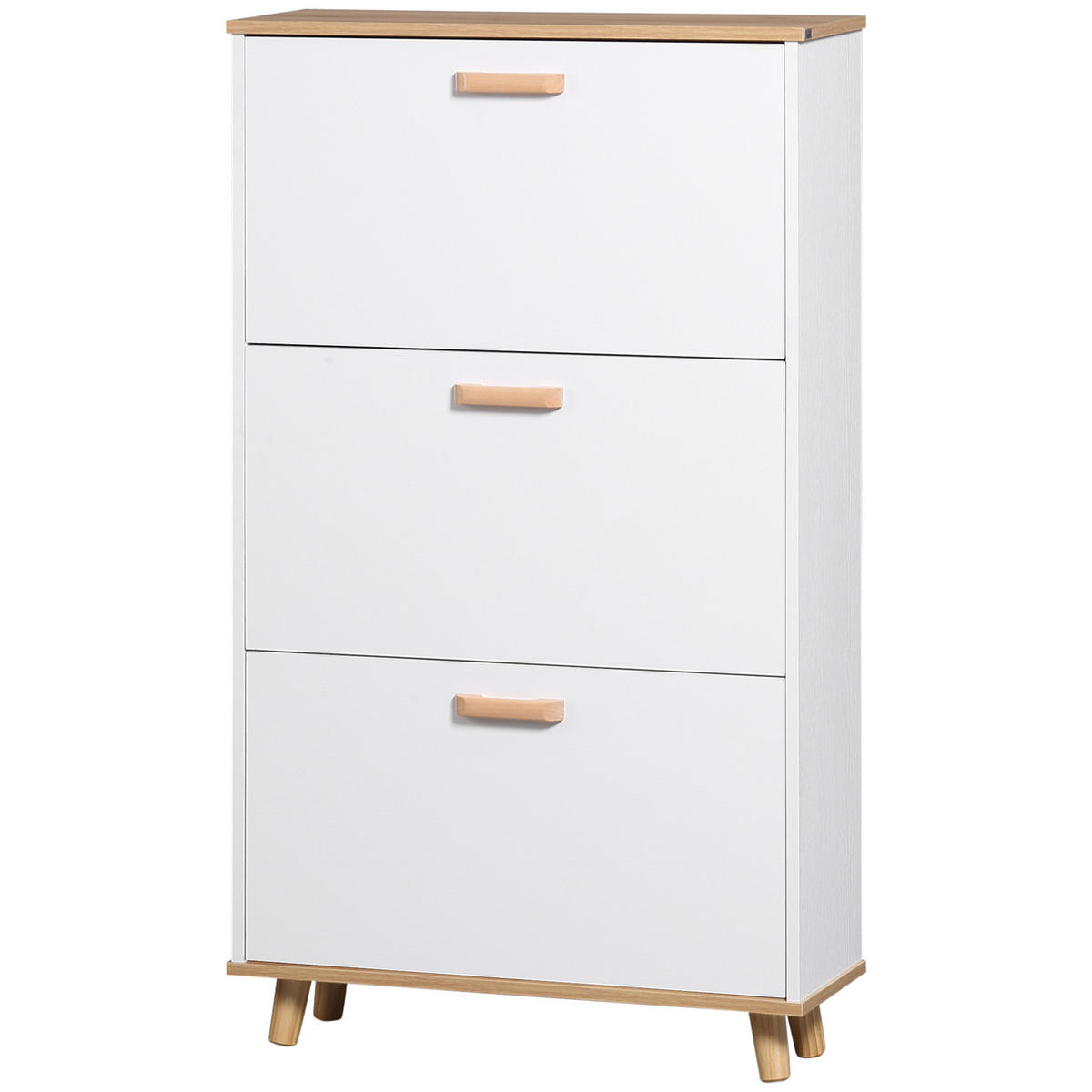 SCHUHSCHRANK DE-14983 3 Klapptüren mit verstellbaren Böden Weiß - Weiß, Holzwerkstoff (70/122/23.5cm) - ComfortXL