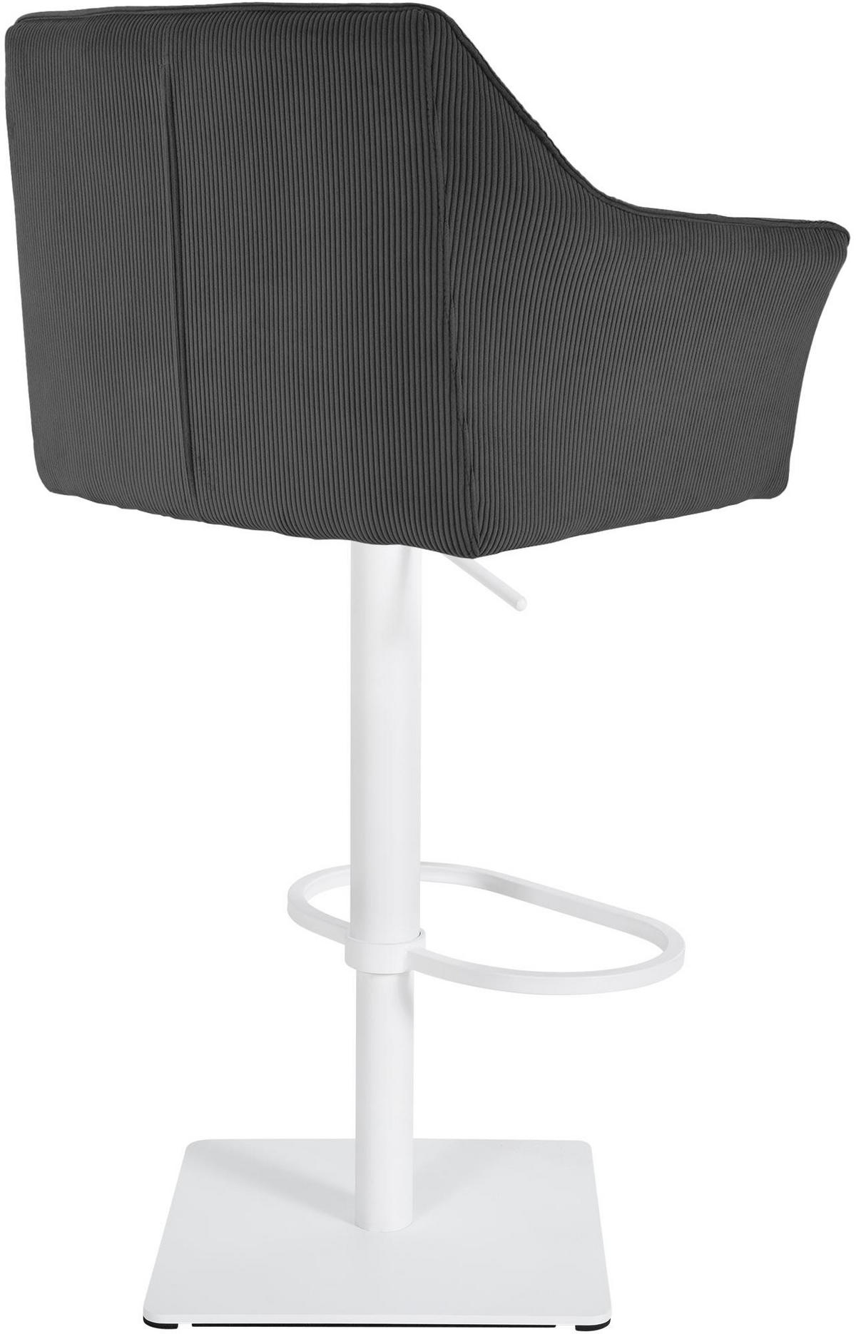 BARHOCKER Cord Dunkelgrau - Dunkelgrau/Weiß, Textil/Metall (64/88/45cm) - CLP