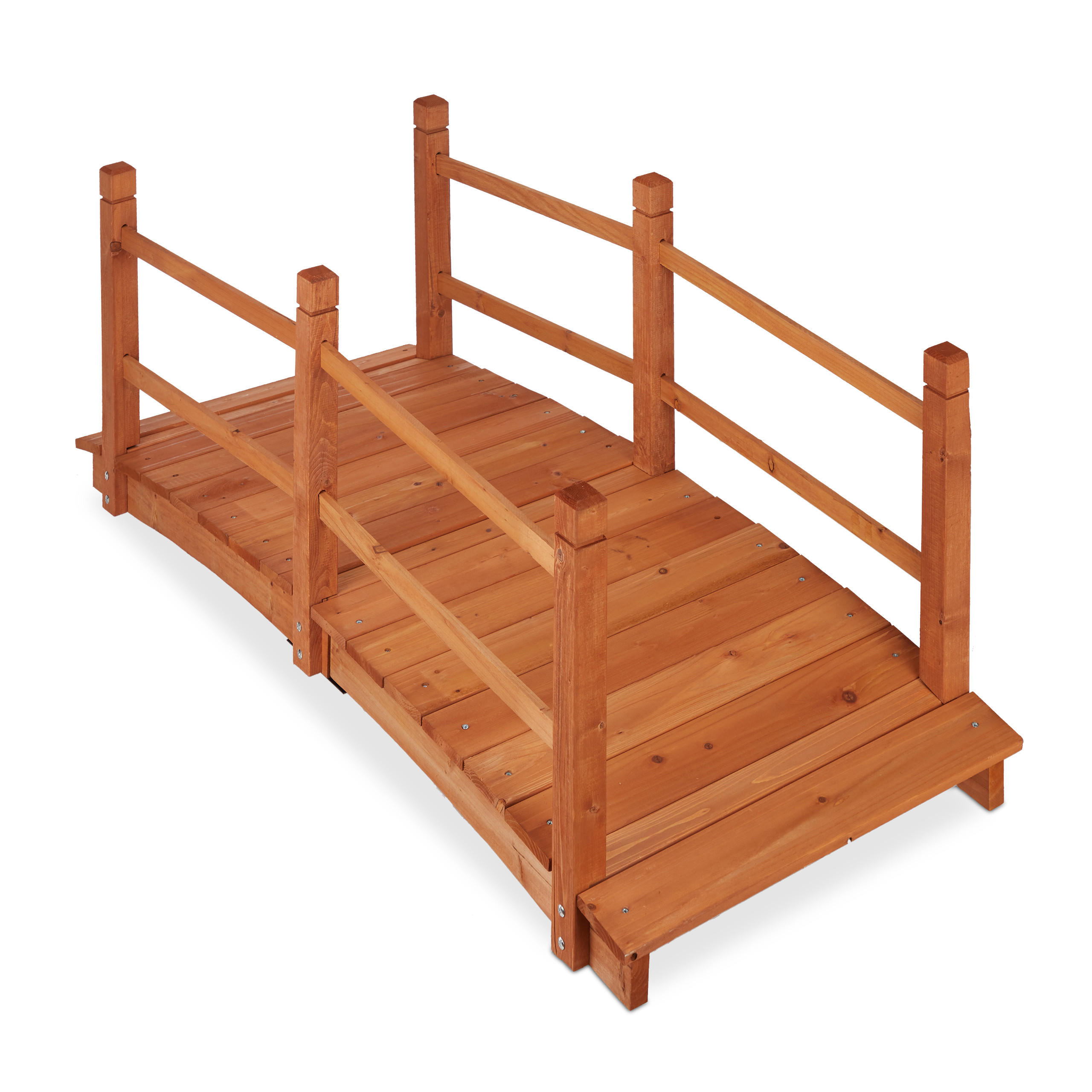 TEICHBRÜCKE Geländer - Hellbraun, Holz (60/140/56cm) - Relaxdays