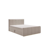 BOXBETT Berg Mit Matratze, Stoff Komodo Dunkelbeige 140x200 cm - Cappuccino, Holz (140/200cm) - Kaiser Möbel
