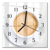 WANDUHR 30x30 cm - Tasse Kaffee - Beige, Glas (30/30/0.4cm) - TULUP