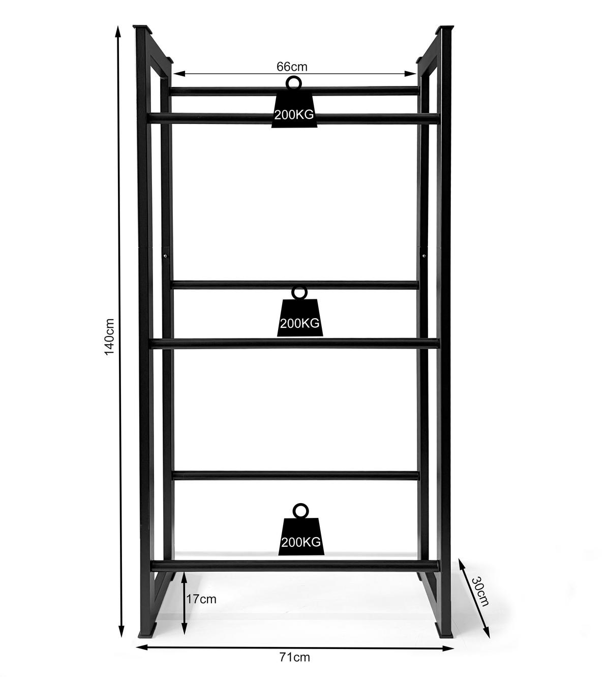 GETRÄNKEKISTENREGAL 71x30x140 cm 6 Kästen - Schwarz, Metall (71/140/30cm) - QUICK STAR