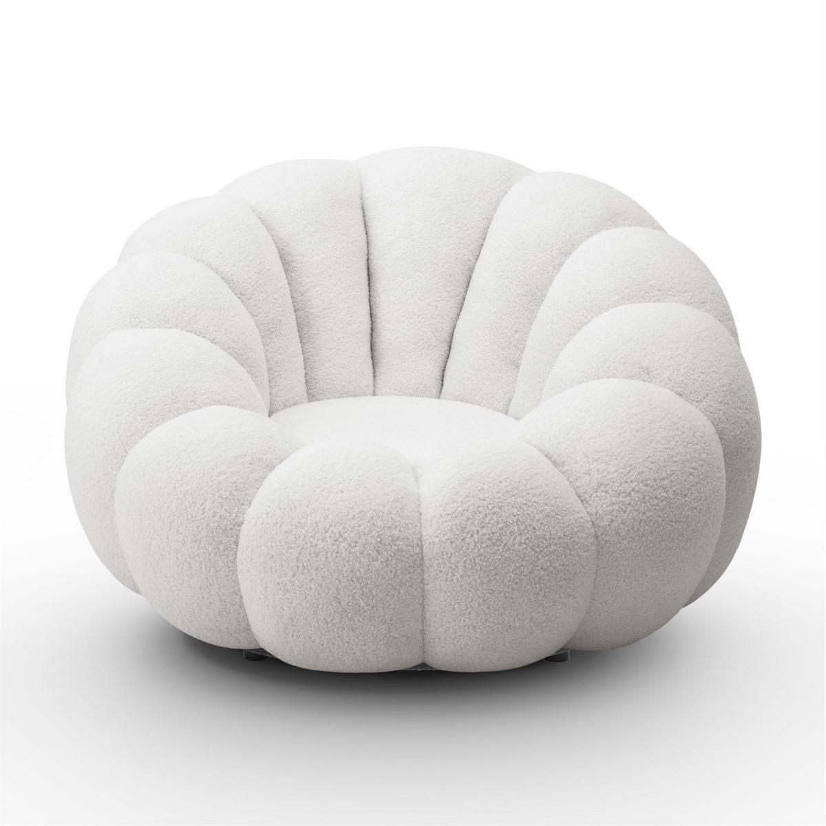 DREHSESSEL FLUFFY mit Fußstütze - Weiß, Textil (95/60/95cm) - Lookway