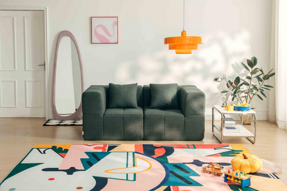 2-SITZER-SOFA Bouclé-Stoff Waldgrün - Waldgrün, Textil (180/73/95cm) - MILYsofa