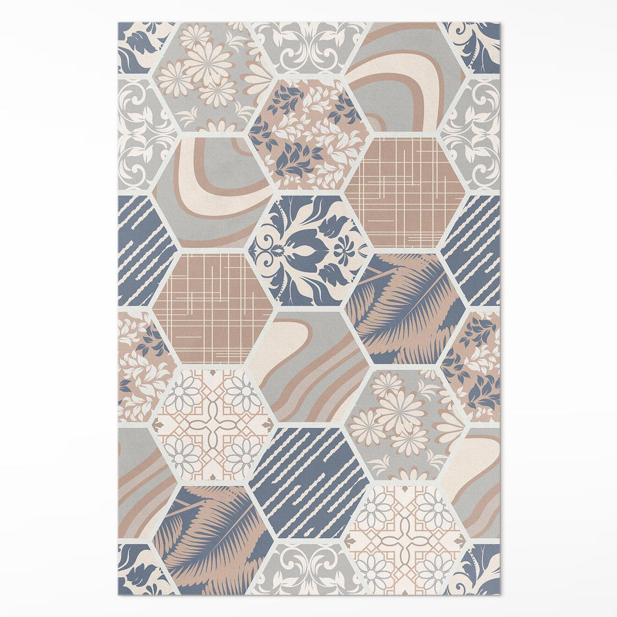 TEPPICH 120x180 cm Hawaiianische Hexagone Boho Kacheln - Beige, Kunststoff (120/180cm) - Wallfluent