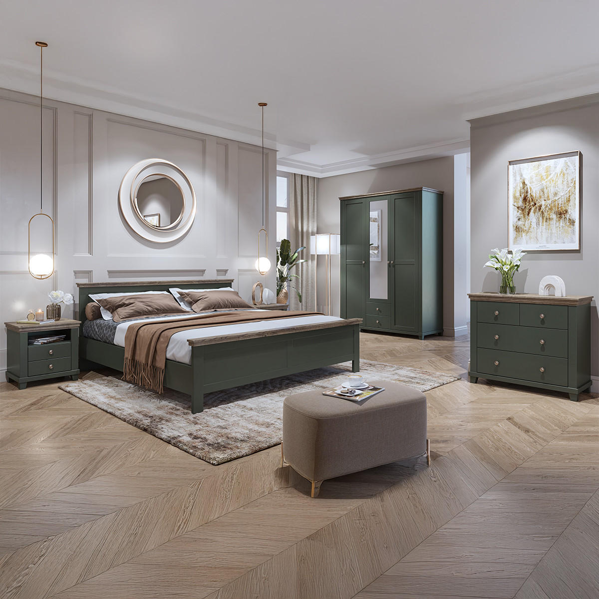 KOMODA Martin Zelená a dřevo - zelená barva, kompozitní dřevo (90/80.5/42cm) - Petits-meubles