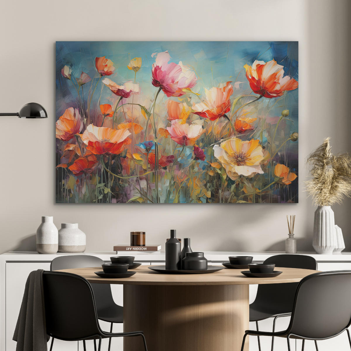 AKUSTIKBILD Blumen - Aquarell - Kunst - Botanisch - Natur Akustikpaneele 90x60 cm - Orange, Kunststoff (90/60/0.9cm) - MuchoWow