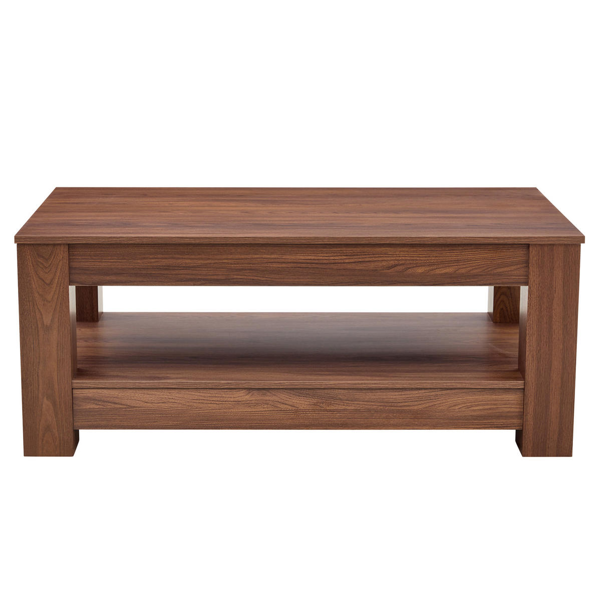 COUCHTISCH aus MDF in Walnuss 100x50x44.5 cm mit 2 Ebenen Stauraum - Walnussfarben, Holzwerkstoff (100/50/44.5cm) - Modfu
