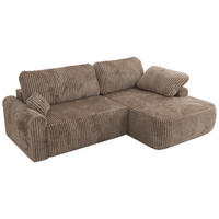 ECKSCHLAFSOFA CUBO L Braun Cord - rechts - Schwarz/Braun, Kunststoff/Textil (187/273cm) - MKS