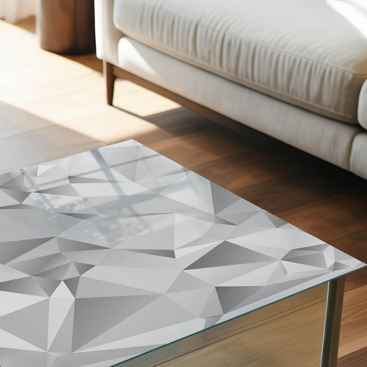 TISCHPLATTE 50x50 cm – Graues Mosaik - Grau, Glas (50/50/0.4cm) - Wallfluent