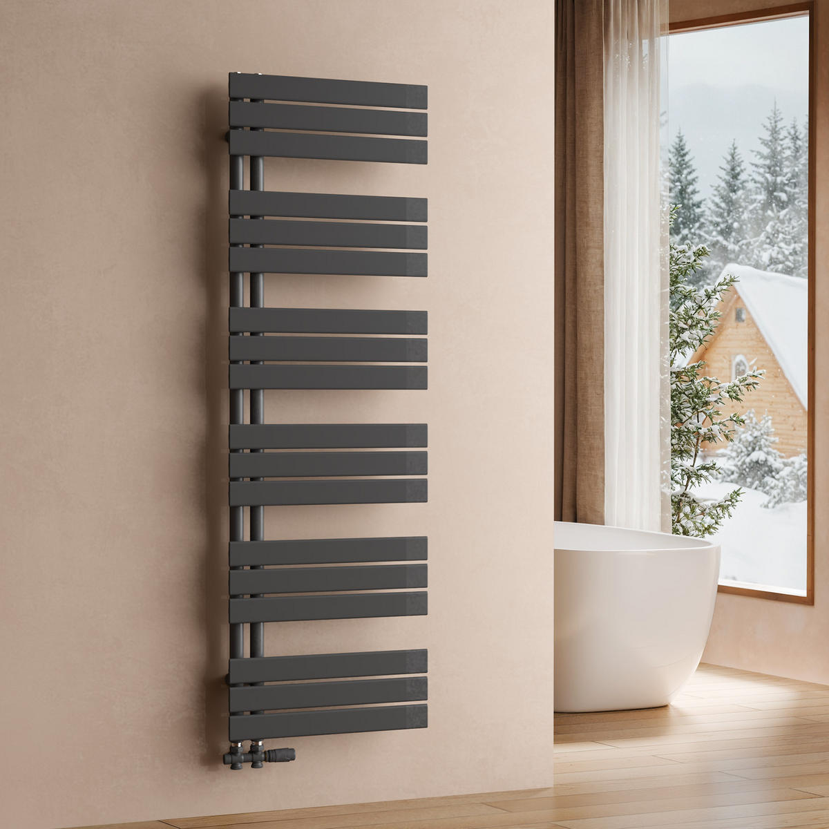 HEIZKÖRPER 159,9/50 cm Anthrazit Warmwasser aus Stahl 832 W mit Mittelanschluss G1/2" - Anthrazit, Metall (50/159.9/5.9cm) - S'AFIELINA