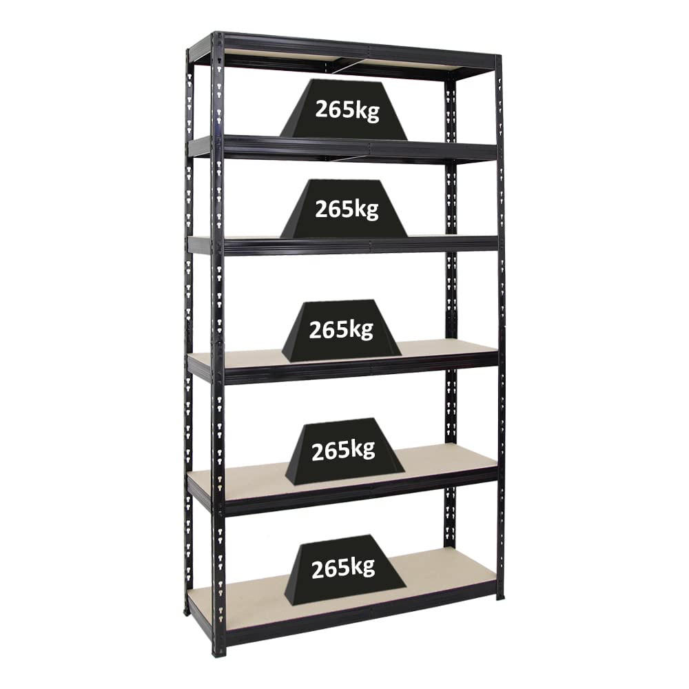 SCHWERLASTREGAL Giant Tiger XL 220x120x40 cm Fachlast 265 kg 6-Ebenen Schwarz - Schwarz, Metall (120/220/40cm) - PROREGAL