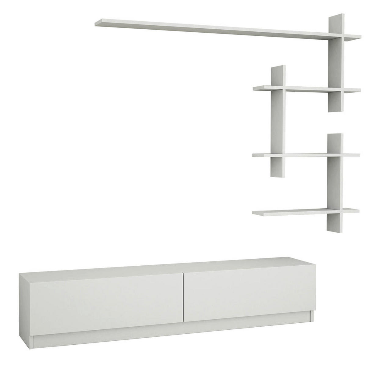 WOHNWAND Ahenk Weiß - Weiß, Holzwerkstoff (160/32.9/31.3cm) - moebel17