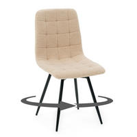 STUHL ARCO drehbar gepolstert mit Steppung - dunkelbeige - Boucle Teddy - Beige/Schwarz, Textil/Metall (46/90/51cm) - NEW HOME