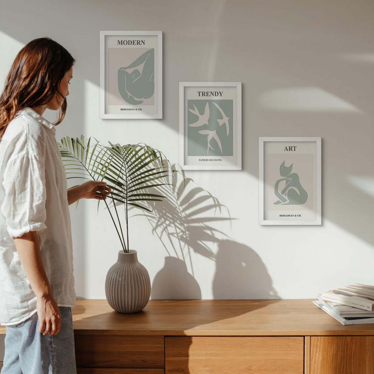 WANDBILDER 3er-Set - 20x30 cm Weißer Rahmen - Matisse abstrakte Figuren - Weiß, Kunststoff (20/30cm) - ArtPrintCave