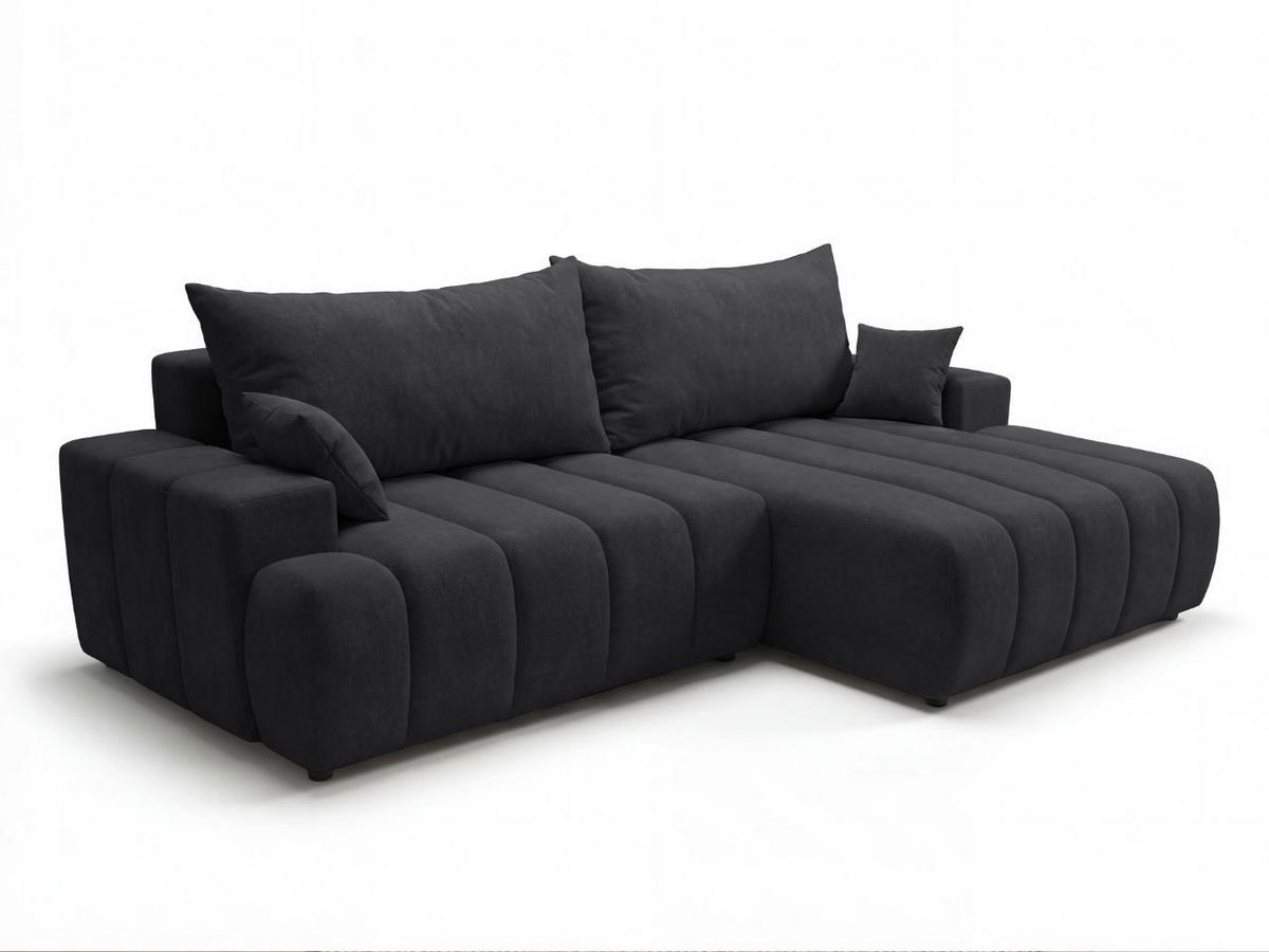ECKSOFA Caleo Schwarz Rechts - Schwarz, Holz/Textil (270/170cm) - Graingold