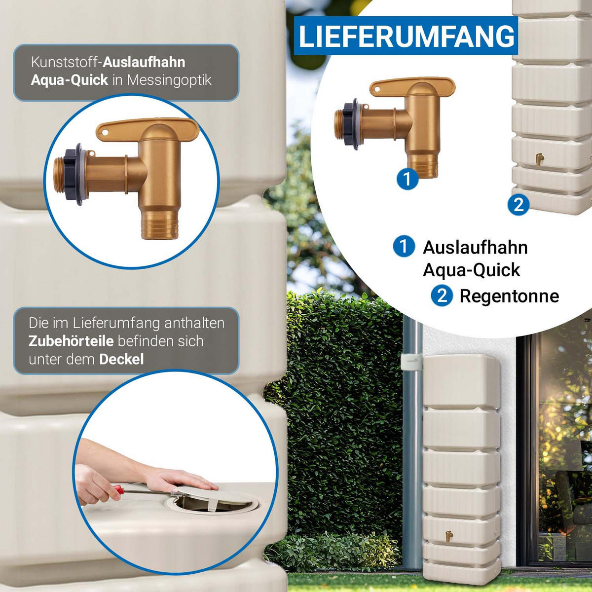 WANDTANK 350 L, sandbeige - Beige, Kunststoff (60/184/39cm) - 4rain