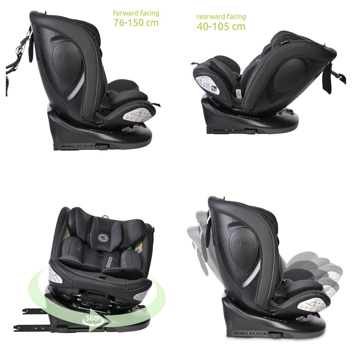 KINDERSITZ i-Size Aviator grau (40-150cm) 360° drehbar, verstellbar, Isofix - Grau, Kunststoff (47/62/52cm) - Lorelli