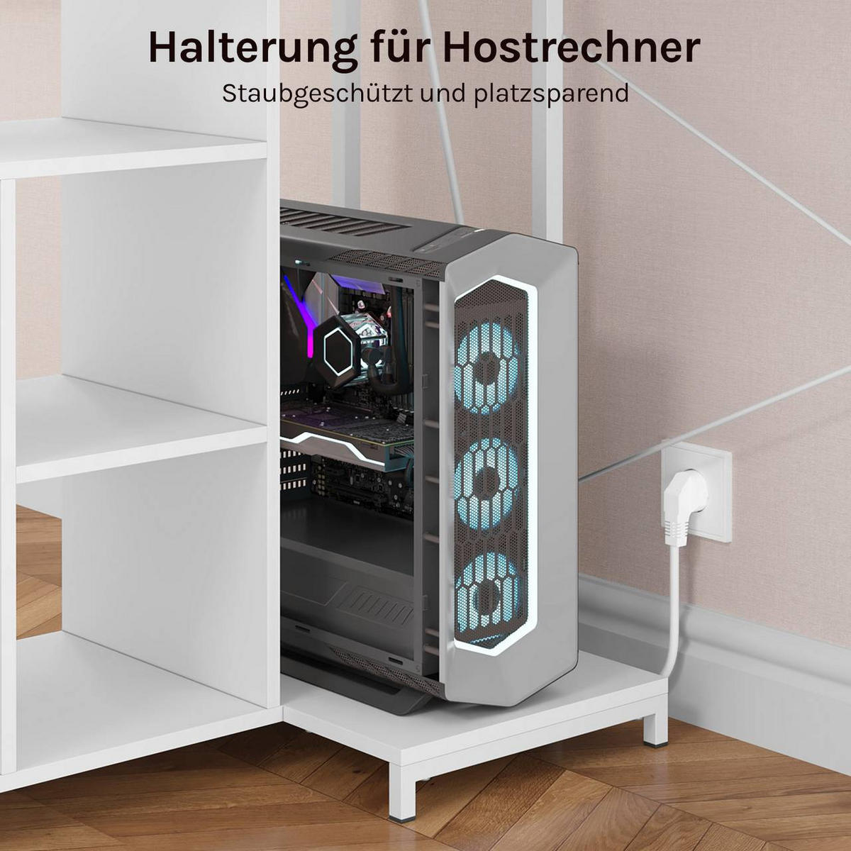 ECKSCHREIBTISCH L-Form, mit Steckdosen, Weiß - Weiß, Holzwerkstoff/Textil (80/120/76cm) - Woltu