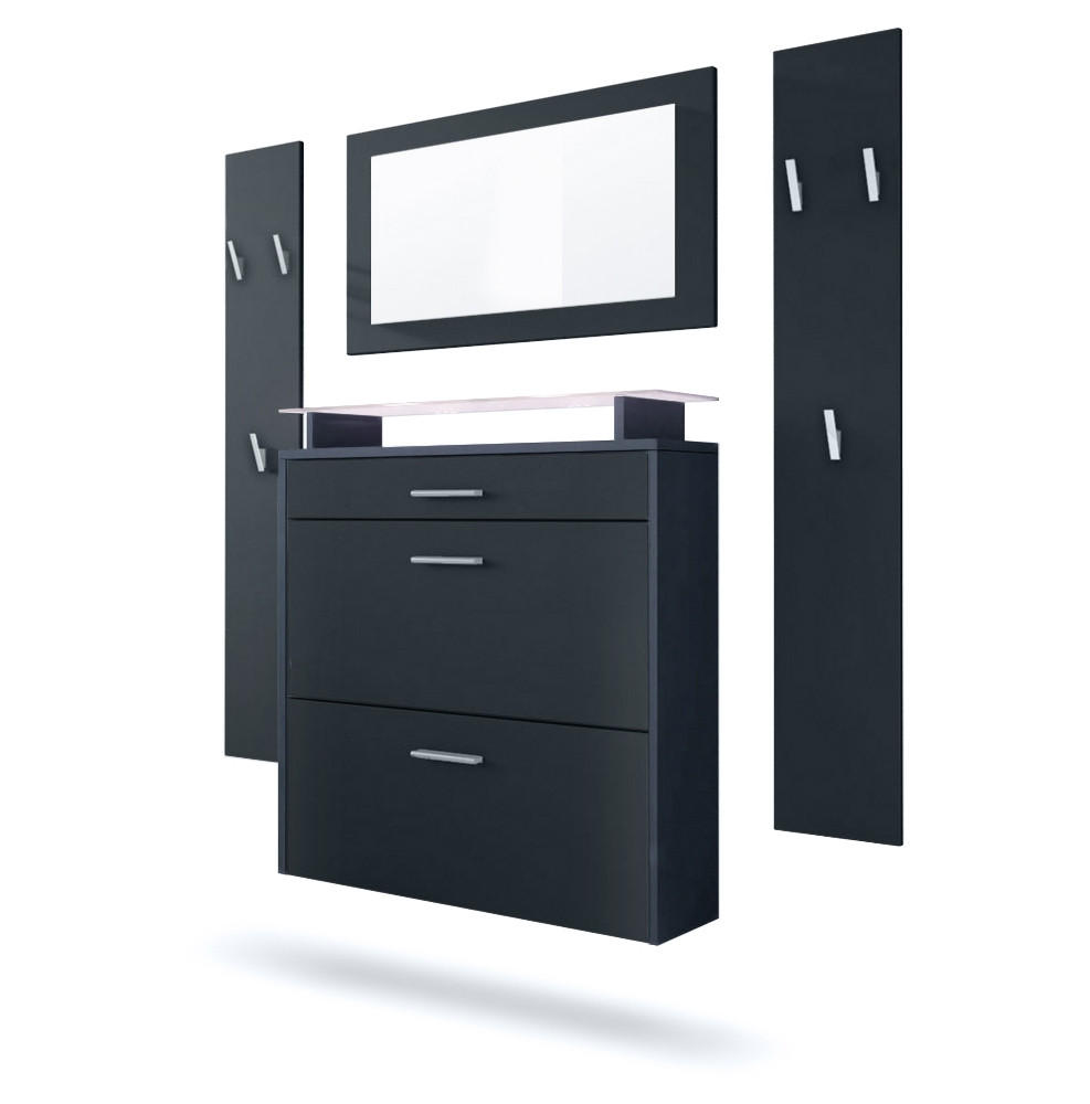 GARDEROBE Malea Fronten in Schwarz matt - Schwarz, Holzwerkstoff (180/180/23cm) - Vladon